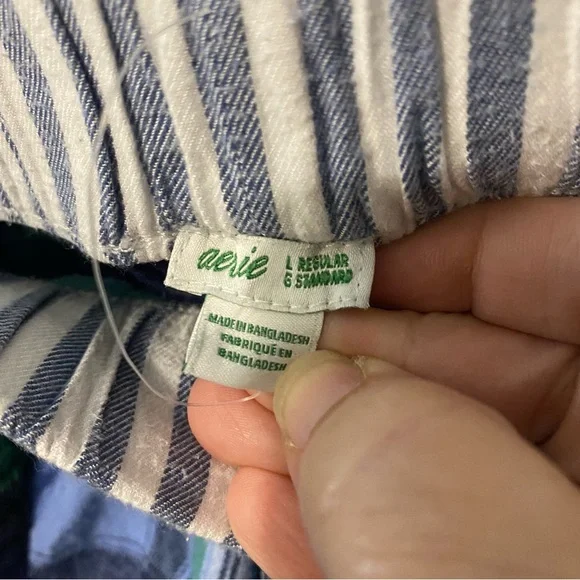 Aerie flannel Blue and Green mixed Plaid Pajama Set Med top large bottoms - Picture 3 of 9